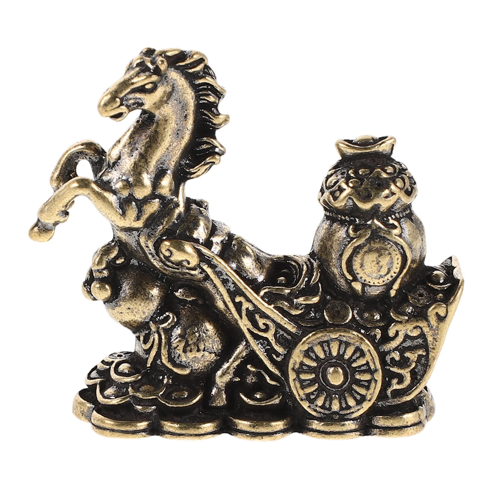 تمثال زودياك صيني نحاسي صغير لعام 2026 سنة الحصان فنغ شوي ديكور محظوظ للمنزل والمكتب لوحة قيادة السيارة-معدن ذهبي