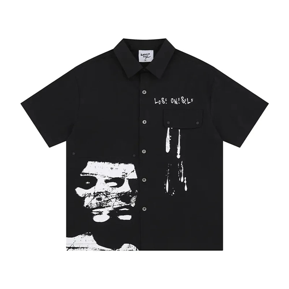 Herren Casual Hemd mit abstraktem Buchstaben-Print, Grafikdesign, Streetwear, Mode, Jugend, Alltag, Kurzarm-Oberteil, Herrenbekleidung, Neu 2026