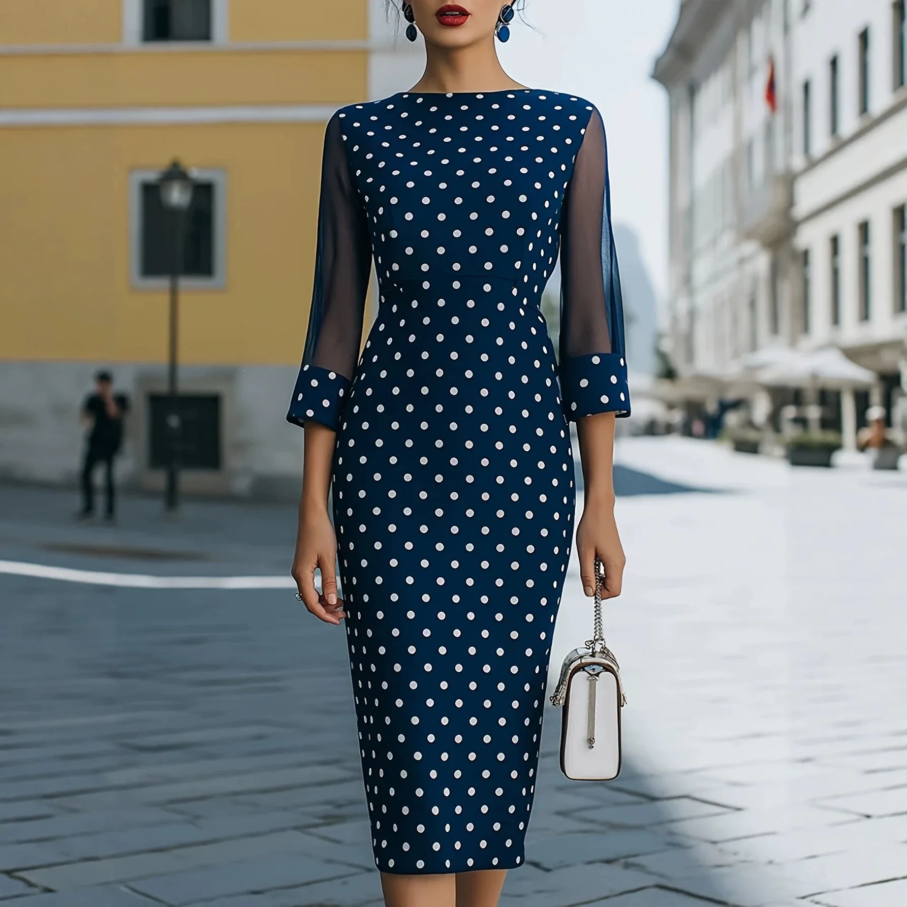 Casual Slim Polka Dot Long Dresses For Women 2026 Fashion Summer Women's A-Line Midi Dress Elegant Vintage Female Dresses - Image 4