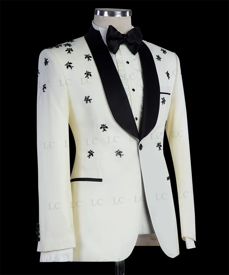 Blazer de una pieza con un botón para hombre, traje de esmoquin con solapa de satén, abalorios, de alta moda ropa de fiesta, graduación, boda, novio, talla grande, personalizado