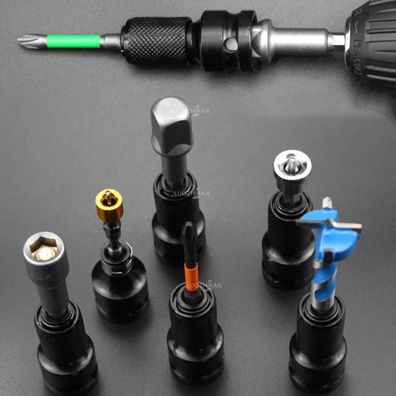 1/2 Stück Elektroschrauber-Umwandlungskopf 1/2″ (12,5 mm) Vierkant auf 1/4″ (6,35 mm) Sechskant-Adapter Bohrer-Klemme Elektrowerkzeug-Zubehör – Detail 4