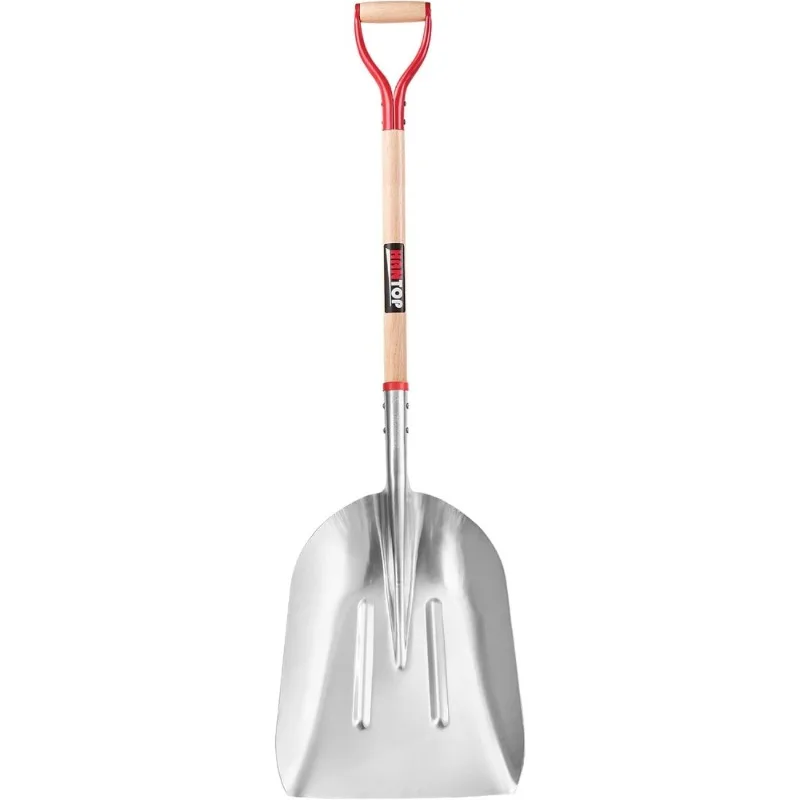 Aluminum Shovel Scoop Shovel Heavy Duty Metal Shovel Snow Shovel Oak Handle Digging Shovel for Driveway,Farm,Pasture, 46 inches