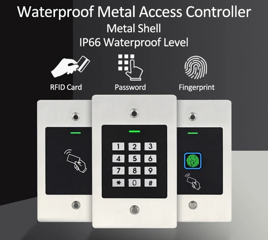 Metal Mini IP66 Waterproof RFID Reader Keyless Door Opener Access Control Scanner Embedded Fingerprint Reader