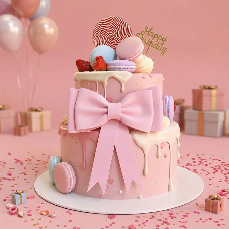 Übergroße rosa Schleifen-Kuchendekorationen aus EVA-Schaumstoff für Hochzeit, Geburtstag, Mädchen, Babyparty, Partyzubehör. – Detail 3