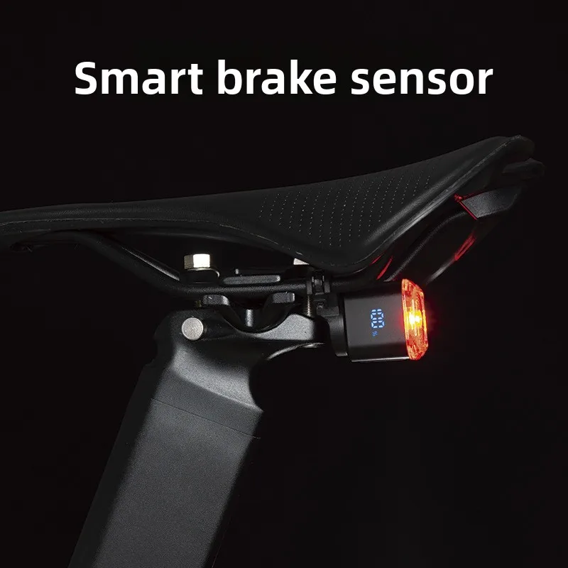Luz traseira de bicicleta com sensor de freio inteligente - luz de advertência recarregável tipo C para mountain bike e estrada passeios noturnos
