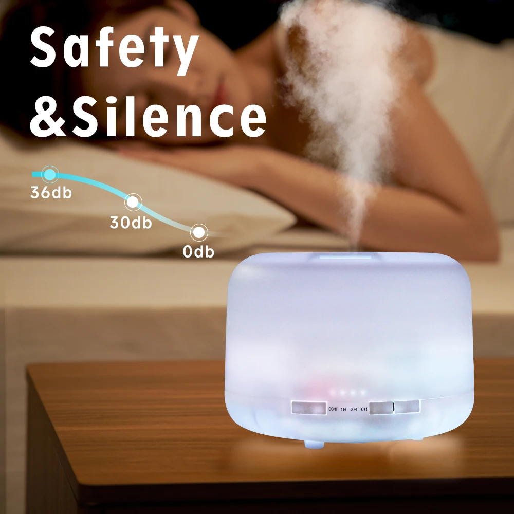 500ml Essential Oil Diffuser Quiet Aroma Mist Diffusers Scent Diffuser Wood Grain Remote Control Ultrasonic Air Humidifier