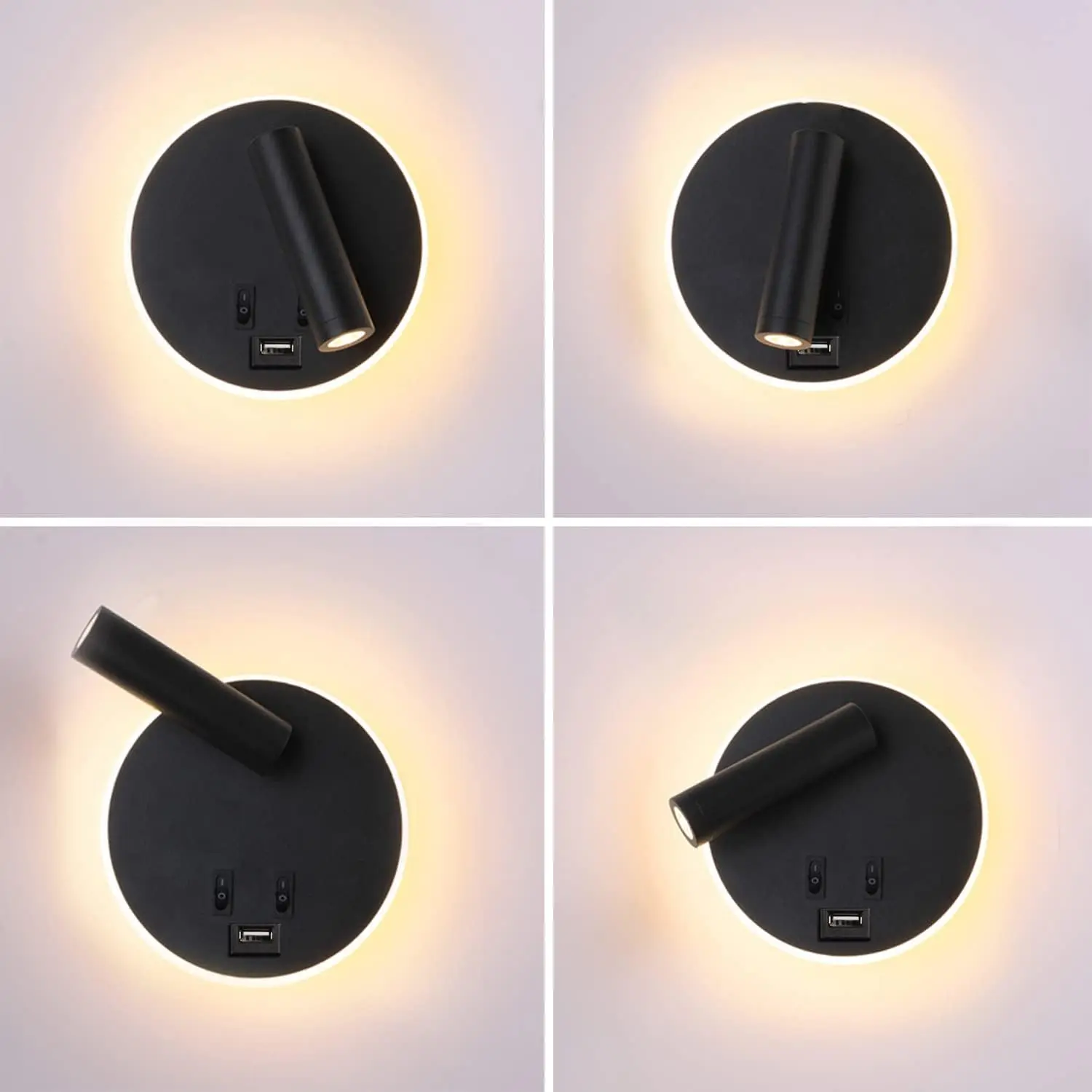 13W AC 85V-265V Bedroom Wall Lamp with Switch Reading Light Hardwired Sconces with USB Output Charging for Bed-Side Interior