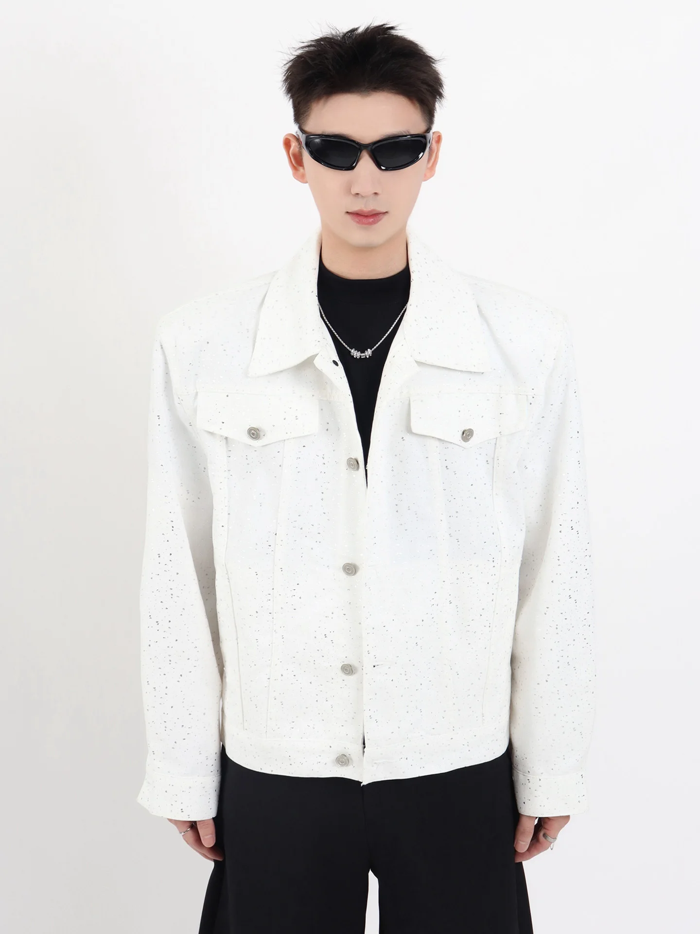 Men's 2025 Autumn New Starry Sky Hot Diamond Short Style Denim Jackets Men's High-end Fashion Versatile Tops Loose Lapel Jackets