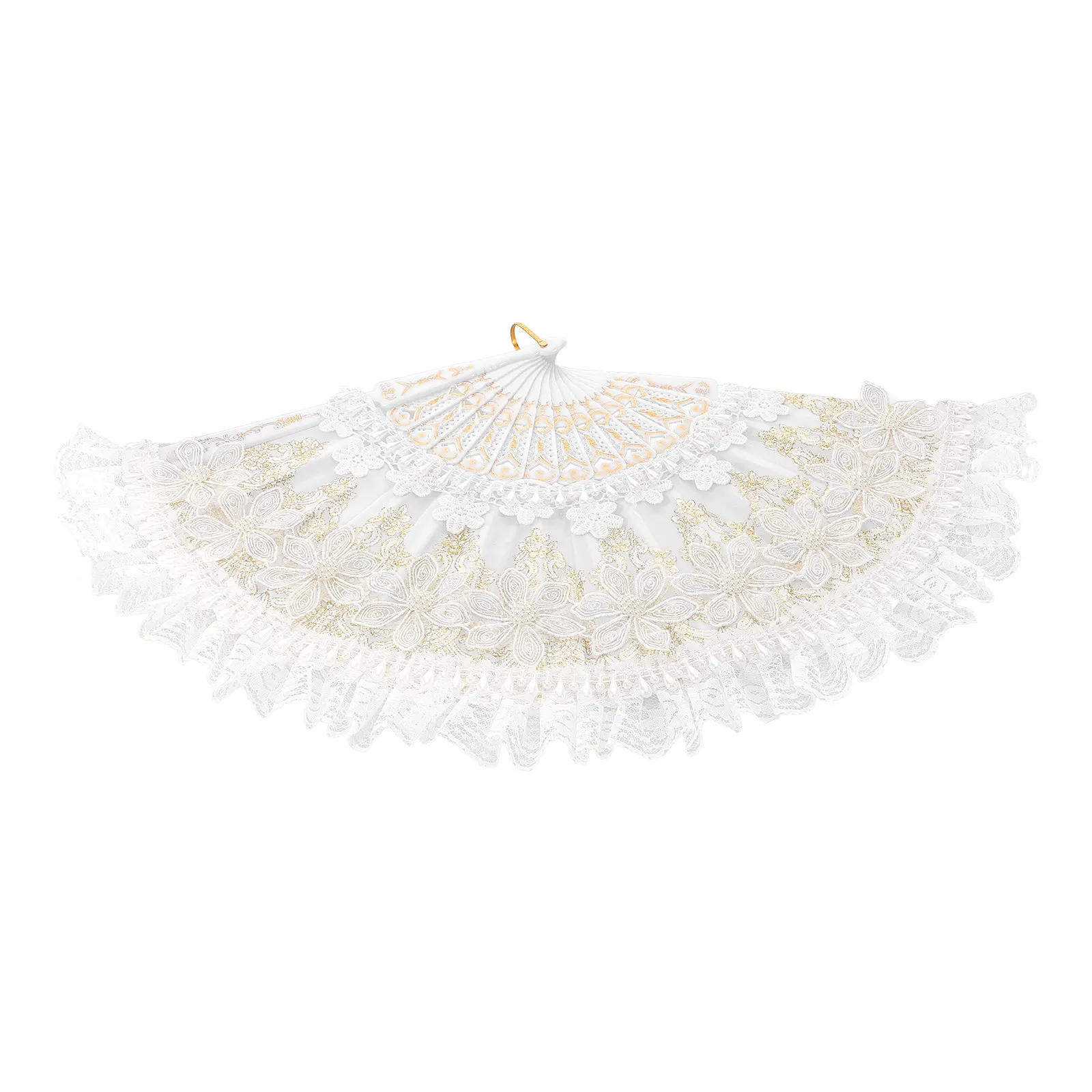 Princess Floral Lace Folding Fan White Vintage Handheld Fan Bridal Wedding Tea Party Decorative Hand Fans Wedding Fans