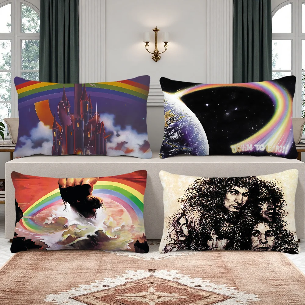 British Rock Band R-Rain-bowS Band cushion cover Rectangle Pillow Case Printing Bedside Sofa Room Home Decoration Pillowcase
