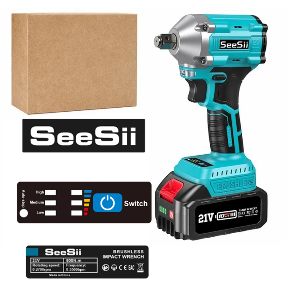 Seesii Impact Wrench Brushless 800N.M 1/2