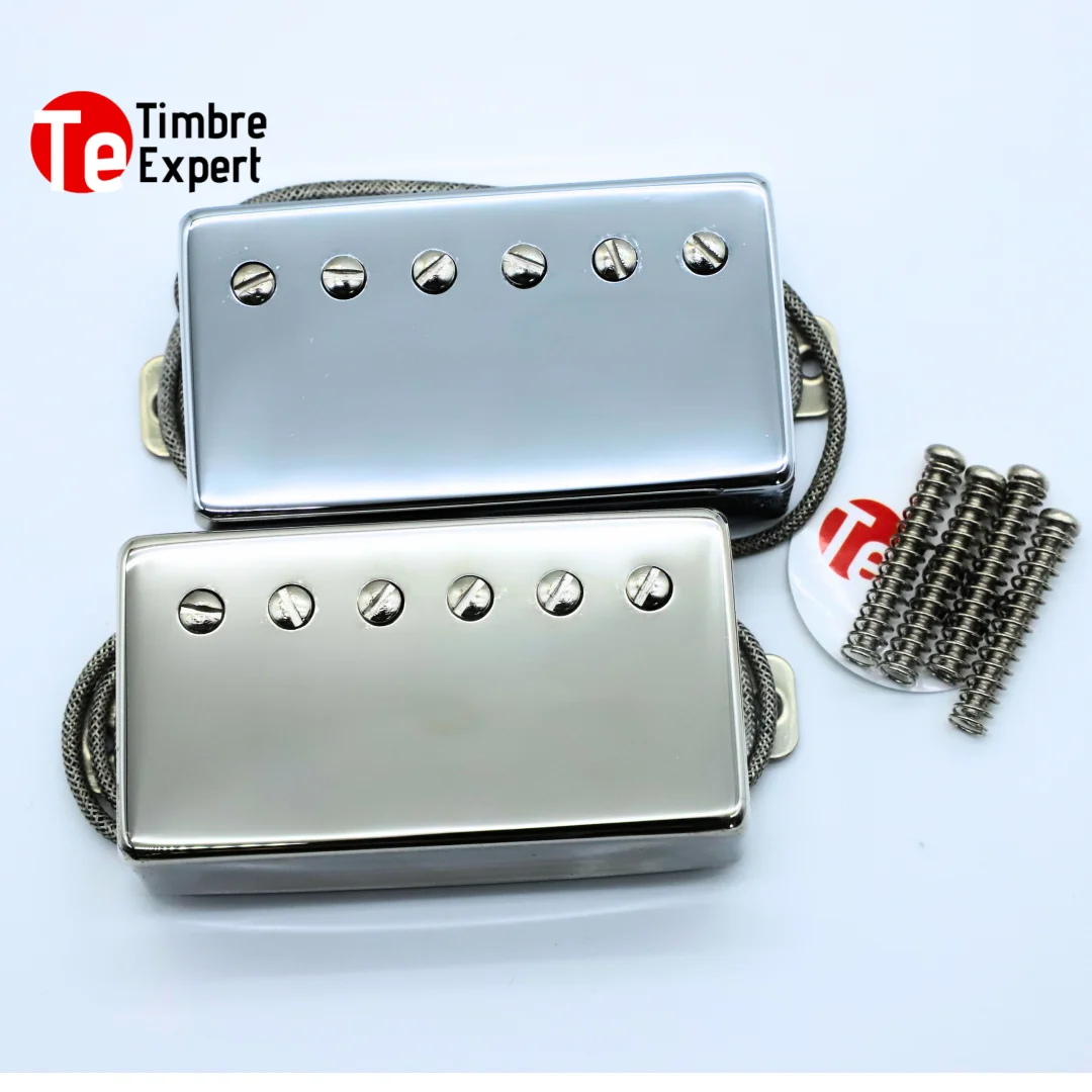 

Alnico 5 Magnet Chrome Covered Adjustable Poles Humbucker Pickups 7.6K/8.8K/16.6K for LP Guitars, Nickel Silver Cover&Base Plate