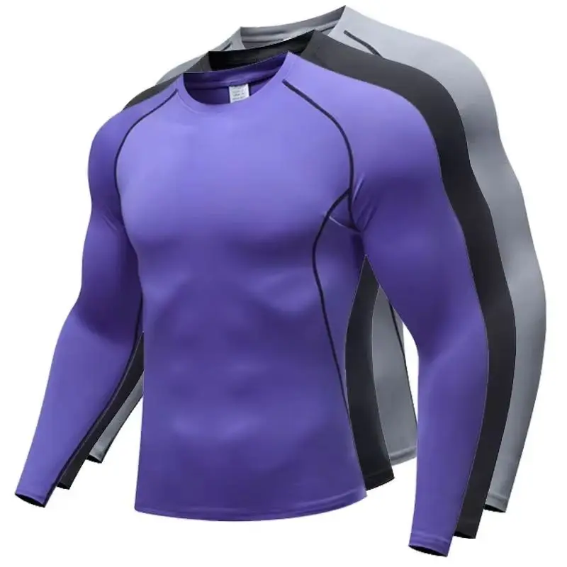 

New Compression Shirt Rashguard For Men Base Layers Skinny T Shirt Boxing Sportswear Kickboxing Workout Fitness Training Gym Tee