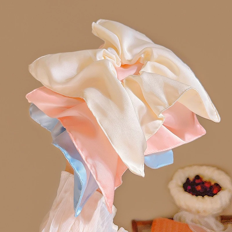 

Solid Color Handkerchief Large Intestine Headband Creamy Sweet Girl Back of The Head Headband Elegant Temperament Headband