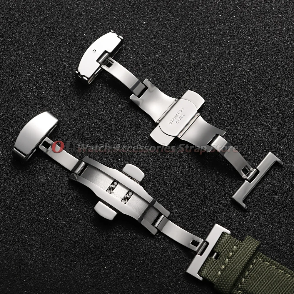 10 12 14 16 18 20 22mm Silberne Edelstahl-Schmetterlings-Faltschließe Polierte Matte Uhrenarmband-Verschlüsse Schwarz Roségold Uhrenknöpfe – Detail 11