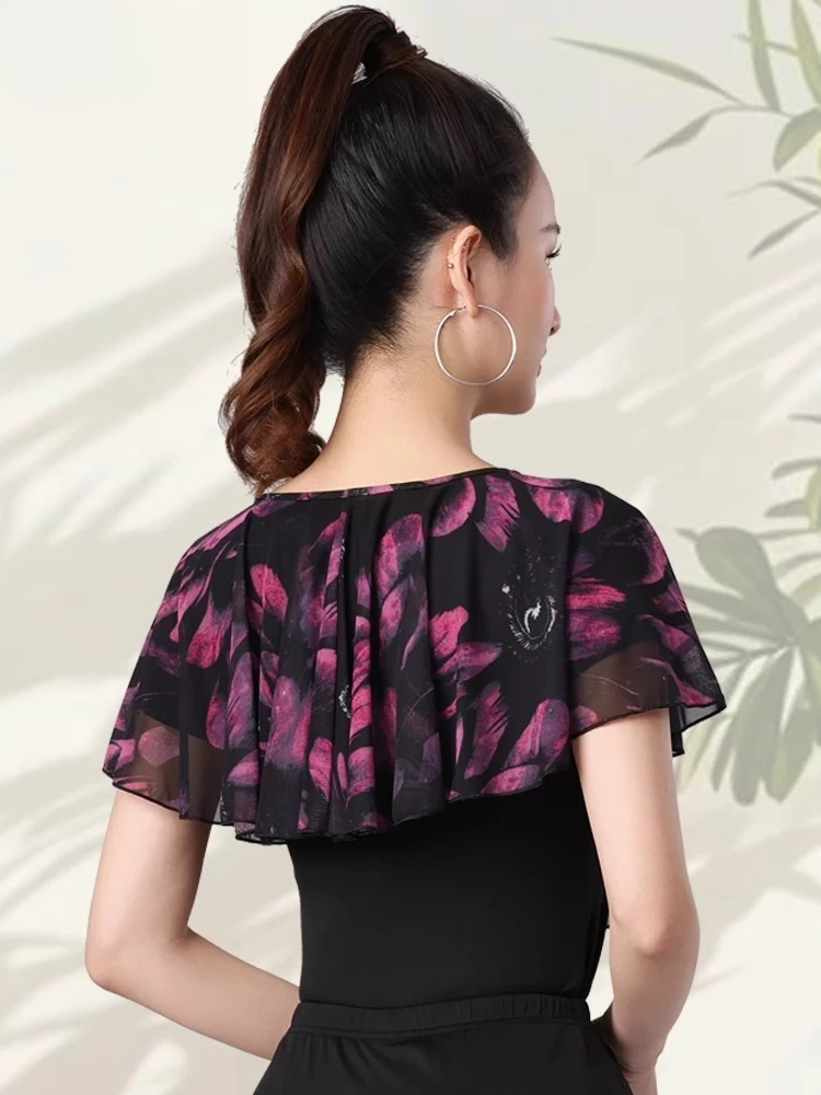 

Women's Samba Dance Practice Printed Tops Modern Dance Performance Latin Top Costume Ballroom Evening Dresses Standard Clothing