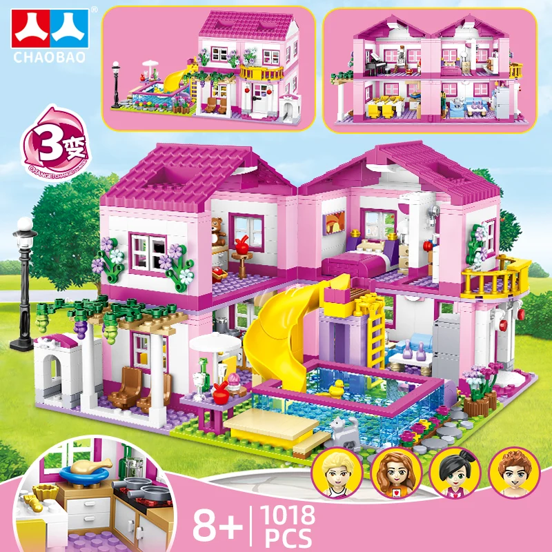 Friends City Street View House Summer Holiday Villa Castle Model Building Block Sets Figures DIY Bricks Toys for Kids Girls Gift