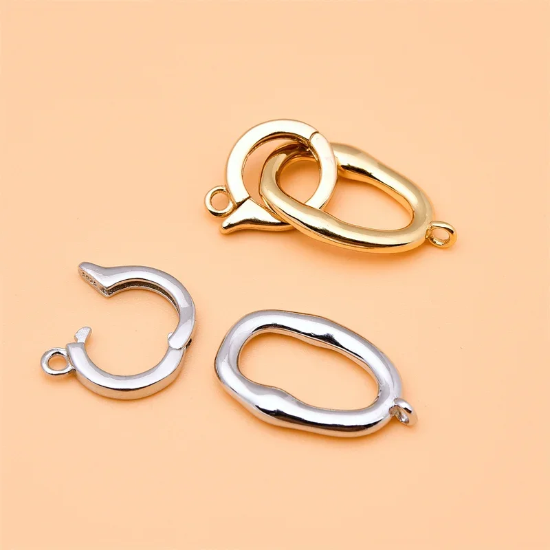 925 Sterling Silver Pearl Necklace Connecting buckle Gold Plated Button Handmade DIY beaded material Buckle accessories