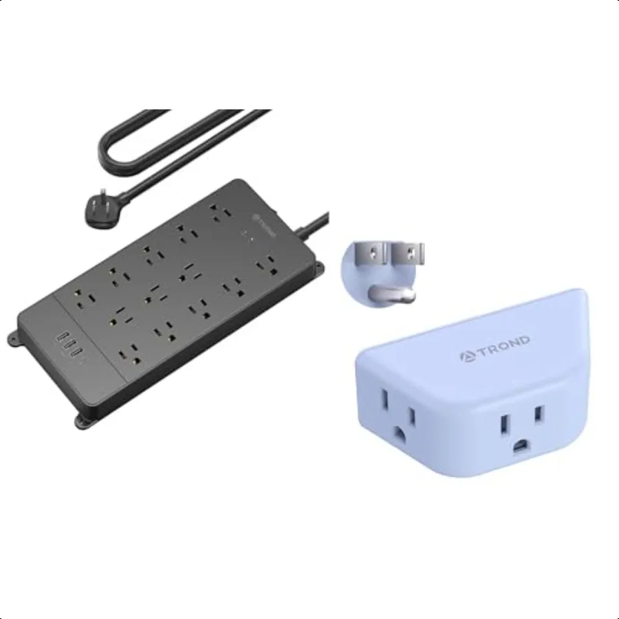 

Surge Protector Power Strip 4000 Joules ETL Listed 13 WidelySpaced Outlets Expansion with 4 USB C Ports + Blue Outlet Extender
