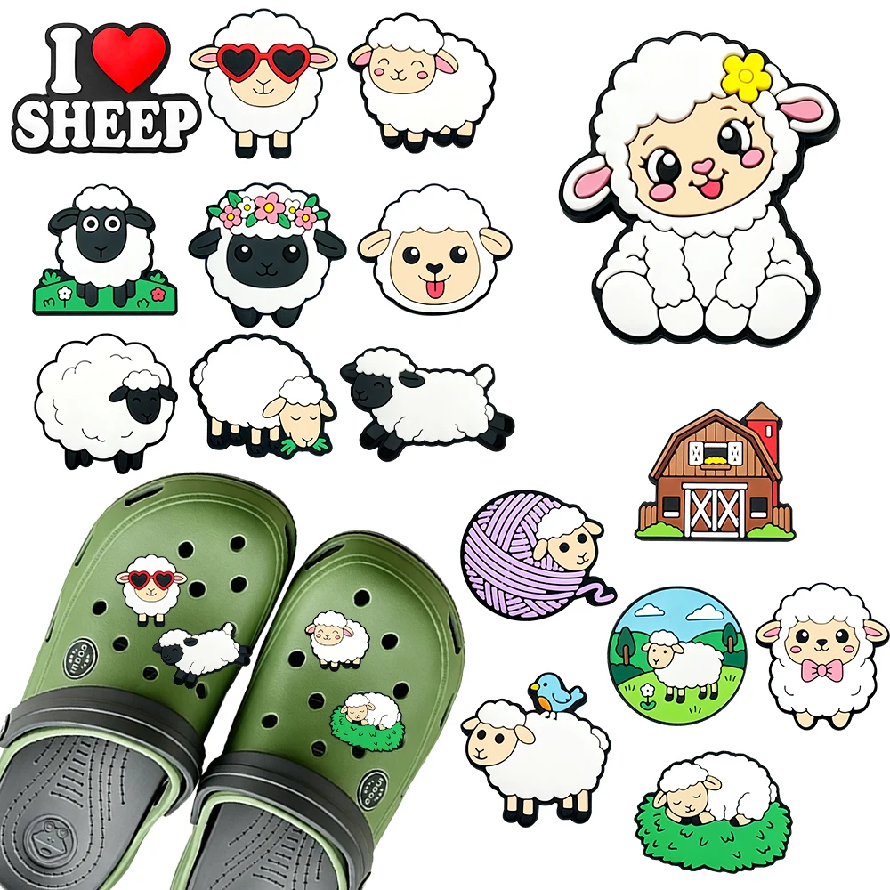 New 1-100pcs Cartoon Cute Little Lamb Series PVC Shoe Charms Accessories DIY Creativity Sandal Wristbands Decorations Gifts