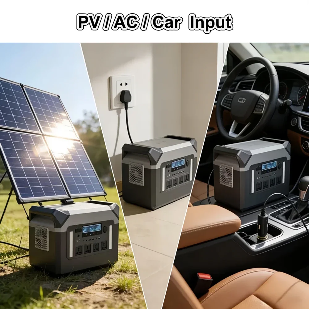 Portable Power Station 2000W 1792Wh Solar Generator Featuring Dual Handles And Vertical LED Lights For Outdoor RV Use