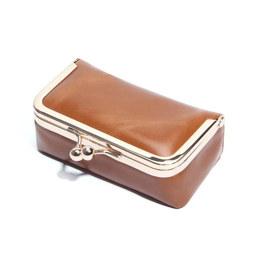 

Кошелек для монет с застежкой Kiss Lock, портативный, изысканный кожаный мешочек для украшений, водоотталкивающий, простой, для мелких предметов, сумка для хранения