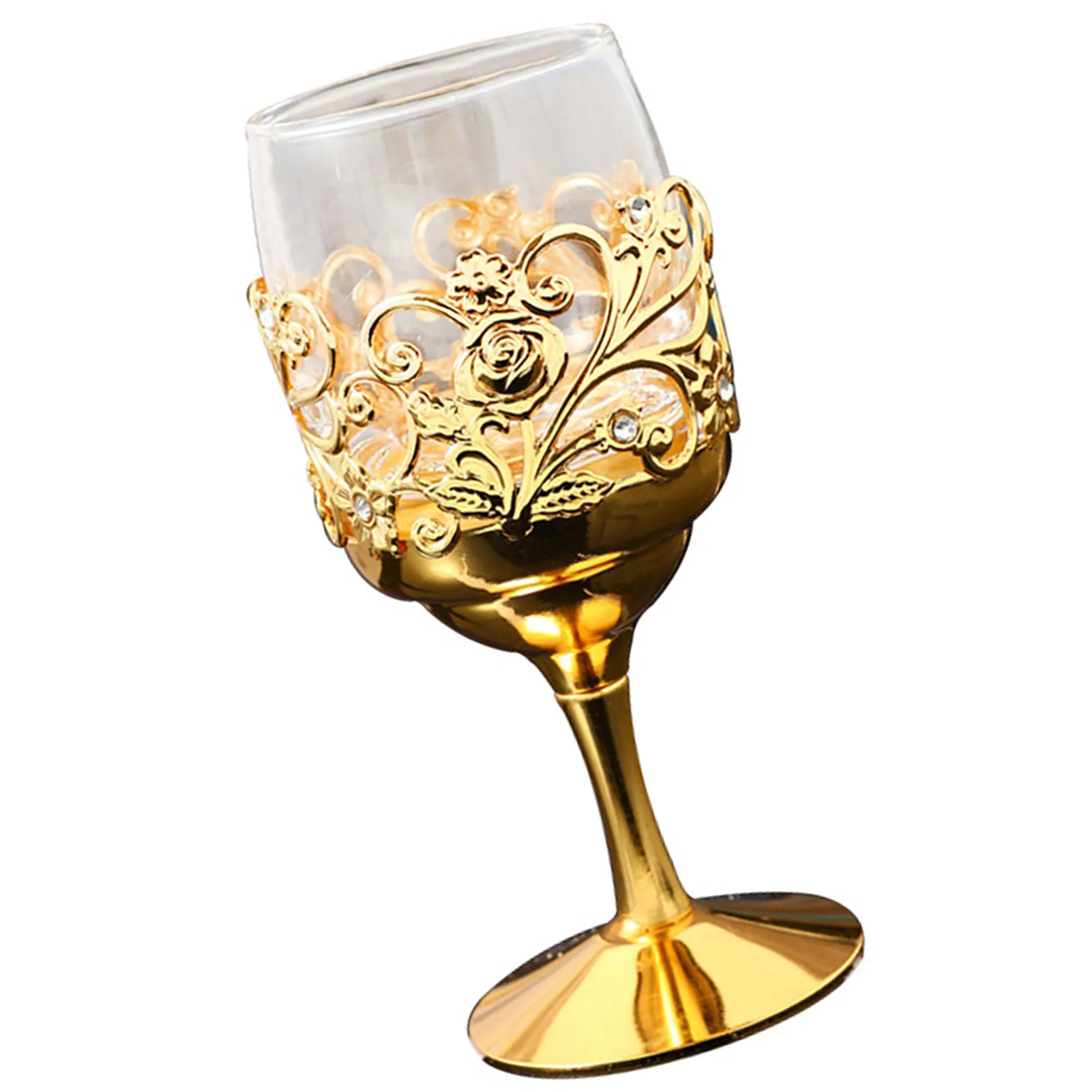 Golden Goblet Wine Glass Vintage European Wine Glass Goblet for Party Gathering Wedding Use