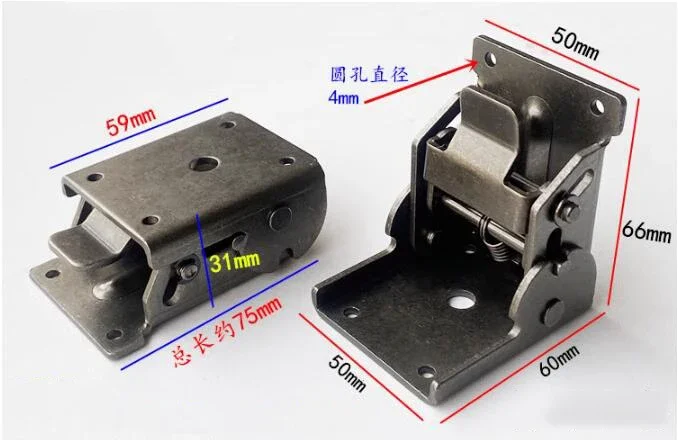 2pcs Table chair folding steel welded coffee furniture hardware 90 degree folding self-locking hinge buckle