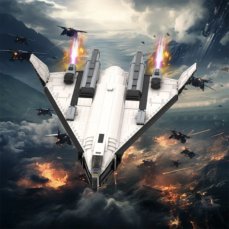 

MOC Valkyrie SSTOTAV37B Class Shuttle Building Blocks Model Large Military Transport Aircraft Bricks Toys Kids Gifts