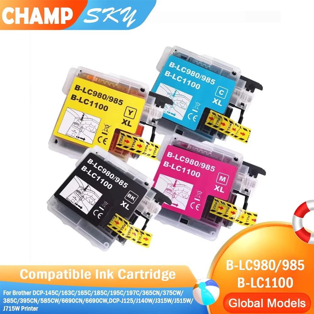 SKY Ink Cartridge For LC980 LC985 LC1100 For Brother DCP-J140W MFC-250C 255CW 257CW J270W 290C 490CN 490CW 495CN 585CW J615W