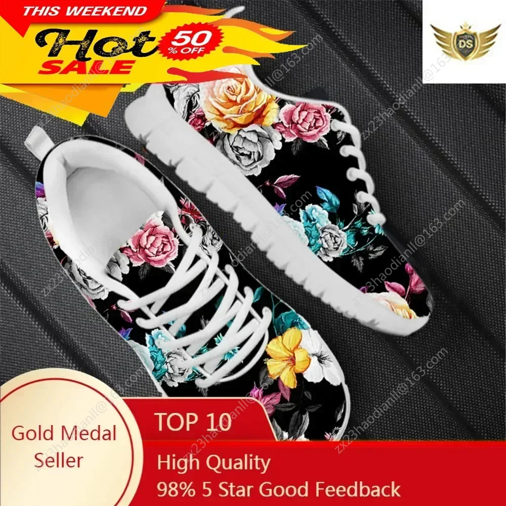 

Pretty Flower Printing Women Casual Flat Shoes Breathable Mesh Sneaker Outdoor Warm Footwear Ladies Casual Zapatos