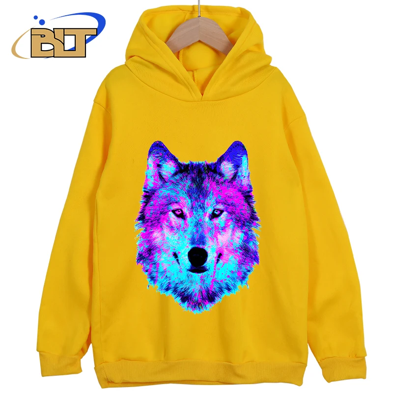 Wolf head printed children's clothing classic sportswear children's new hoodie suitable for boys and girls