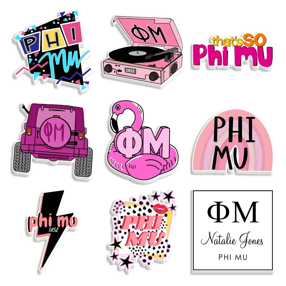 Phi Mu Sorority Pink 10pcs/Lot Resin Planar Clear Acrylic Glitter Acrylic For DIY Charm Bracelet Planar Charm