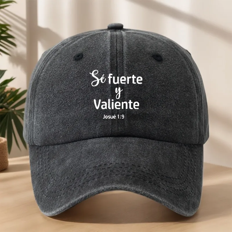 Gorra de béisbol con versículo bíblico Josué 1:9, inspiradora, de algodón lavado, unisex para adultos, para exteriores