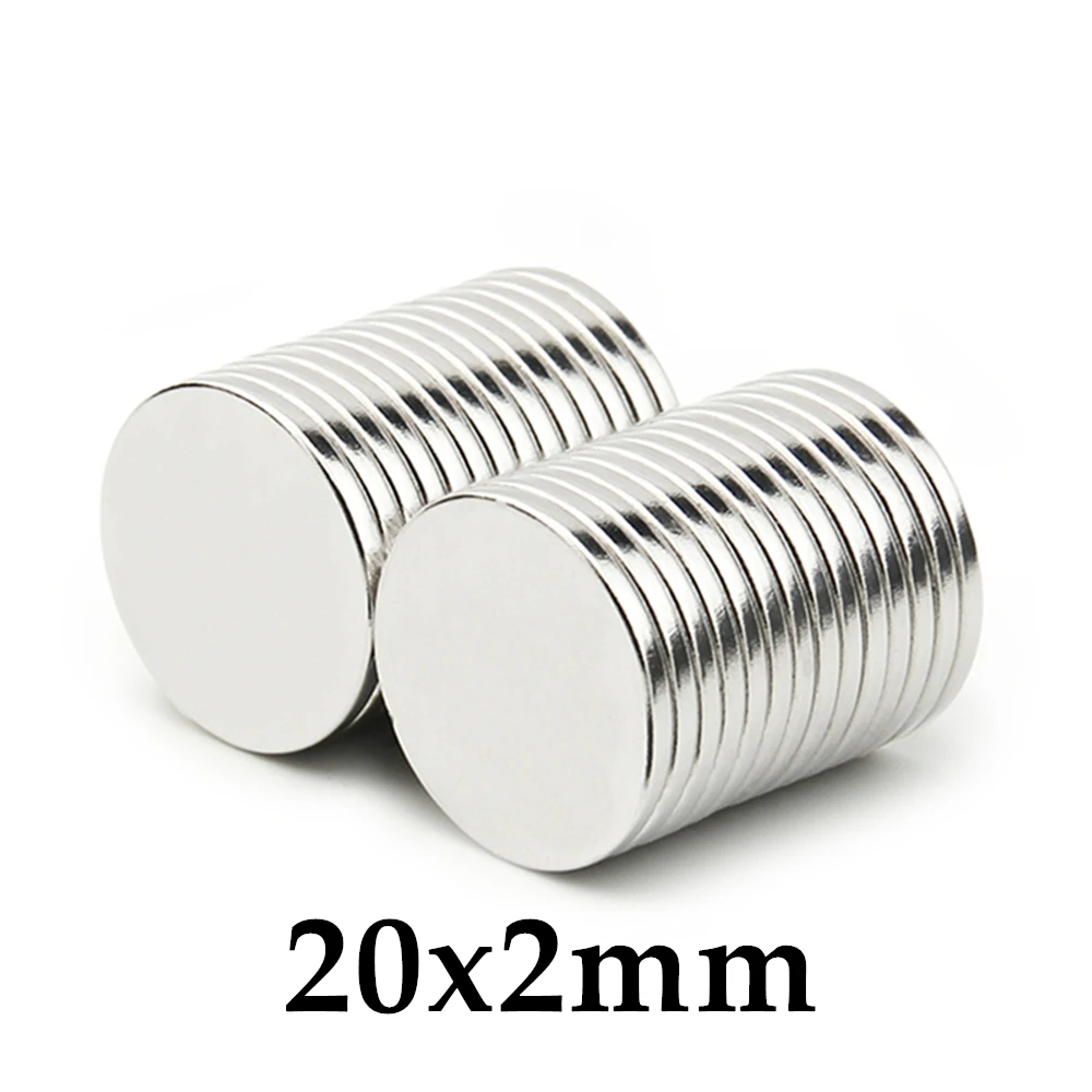 

100pcs Neodymium N35 Dia 20x2mm Strong Magnets Tiny Disc NdFeB Rare Earth For Crafts Models Fridge Sticking magnet 20x2mm