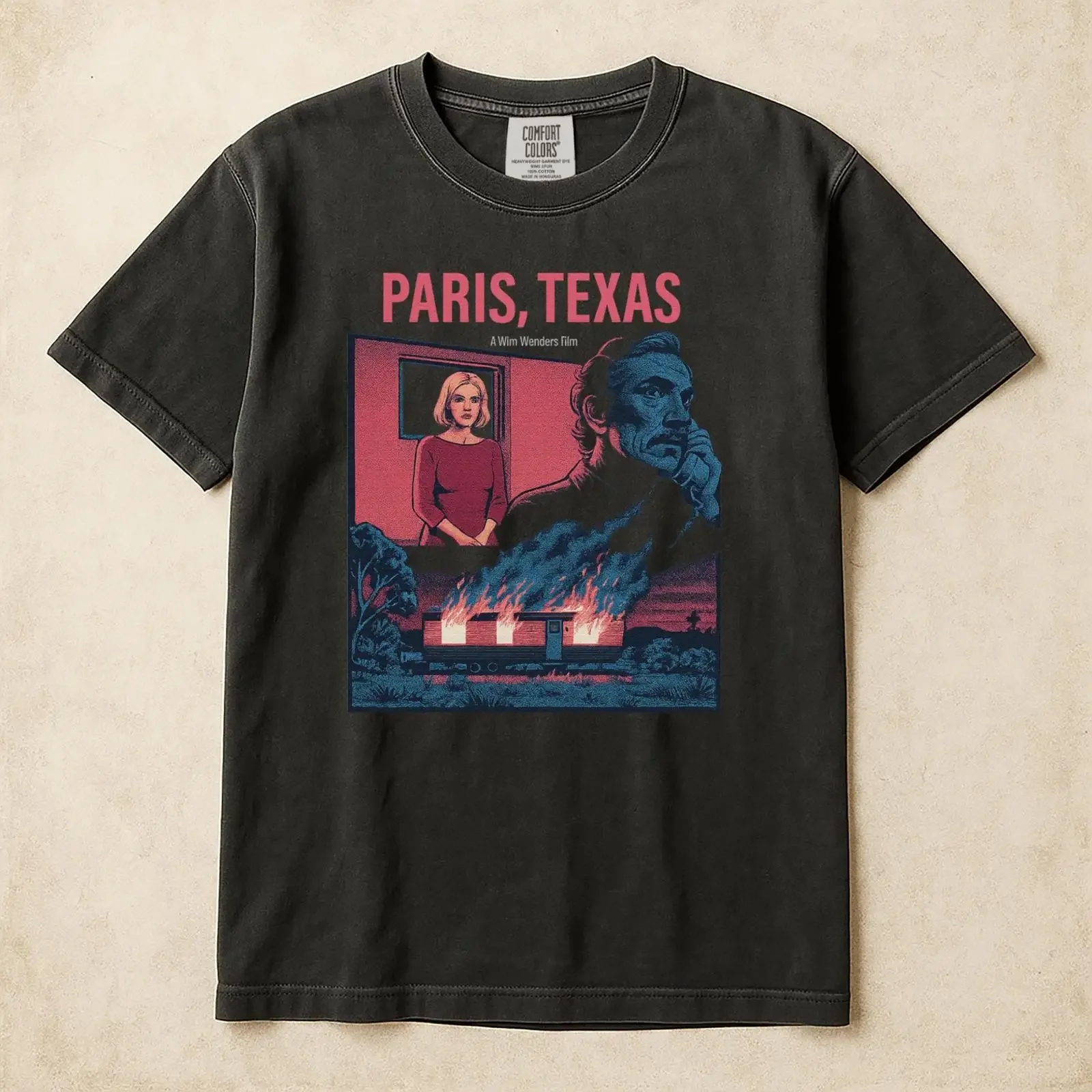 Paris Texas Movie T Shirt 80s Cinema vintage Washed Top For Everyday Wear Soft Comfortable Slightly Stylish homme graphic