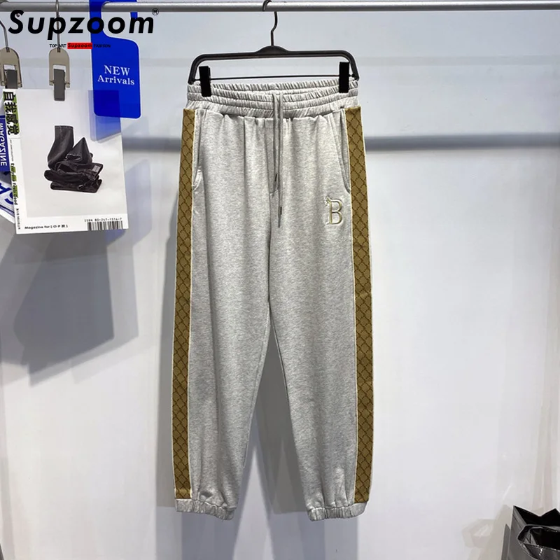 Supzoom New Arrival Top Fashion Sweatpants Elastic Waist Loose Embroidery Cotton Trend Casual Couple Knitted Guard Men Pants