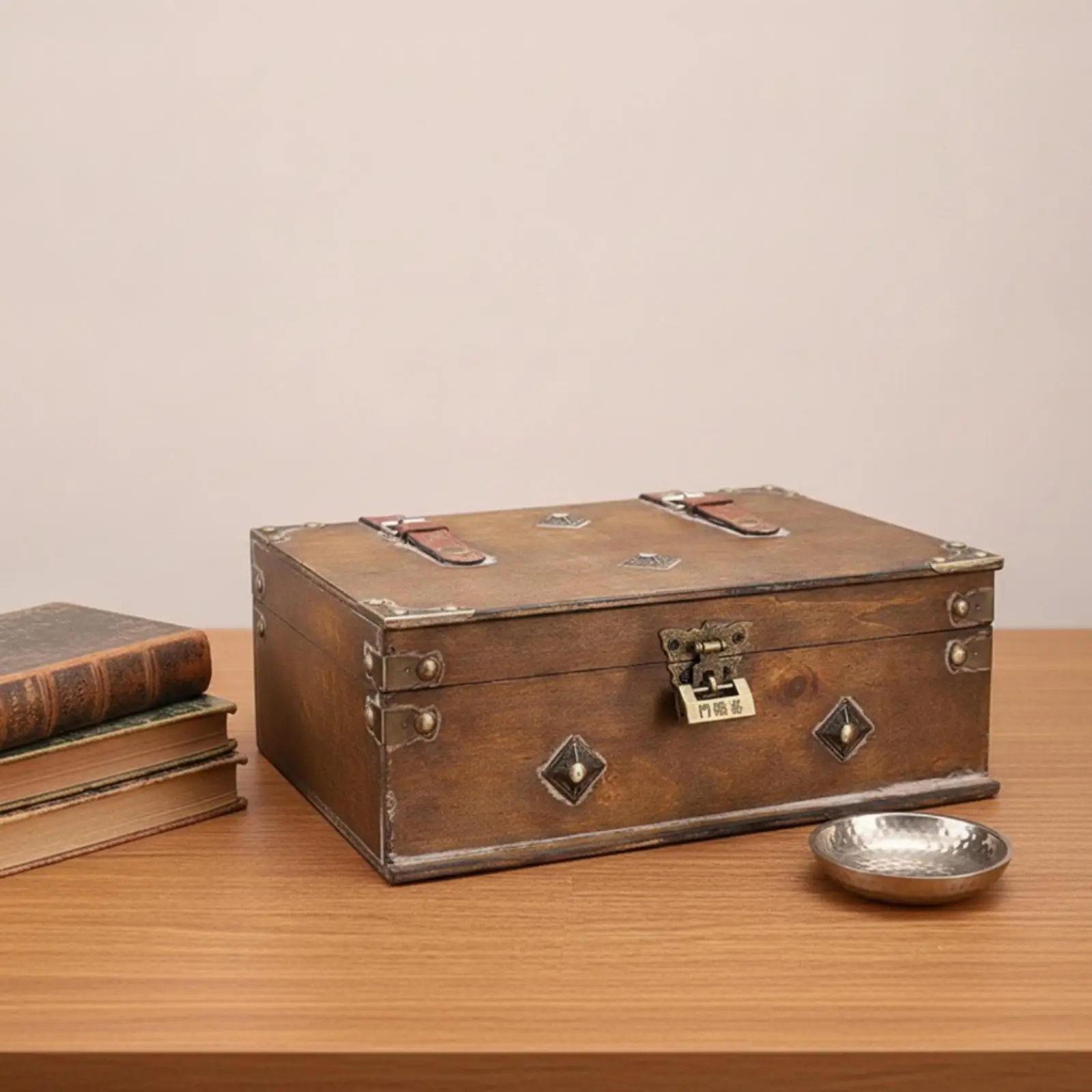 Wooden Storage Box with Lid Vintage Wooden Box with Hinged Lid Antique-Style