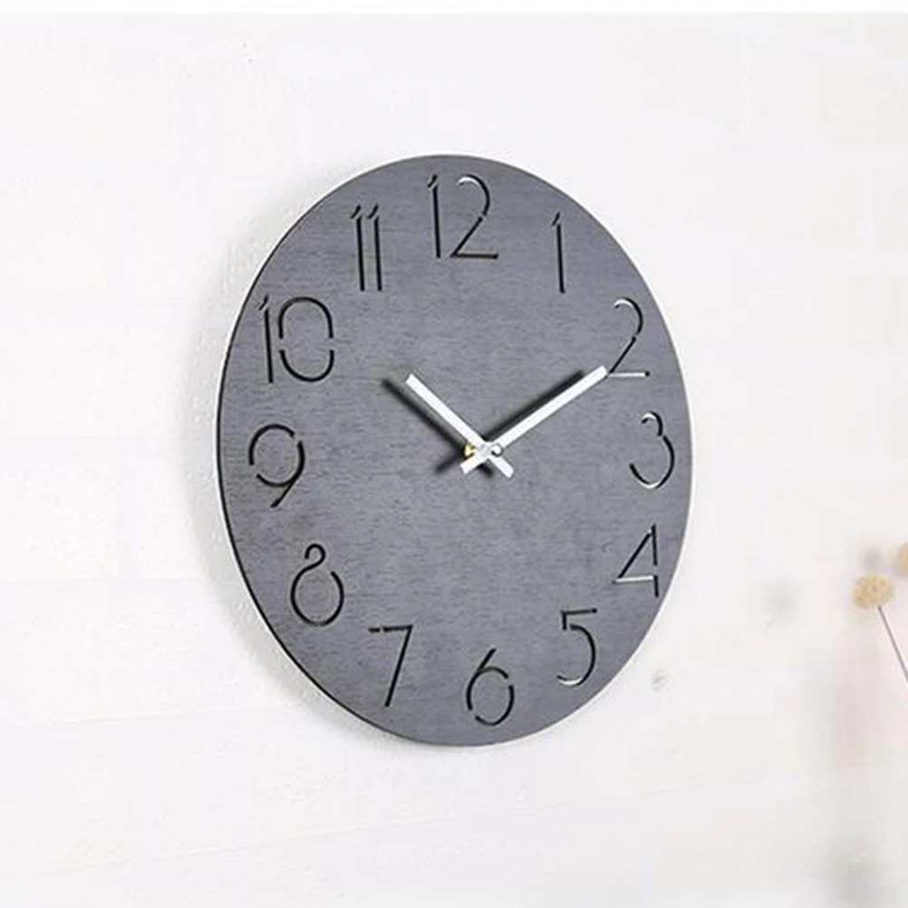 

Solid Wood Wall Clock Kitchen Noiseless Zoom Alarm Wallclock Watch Round Wooden Decorative Clocks Simple