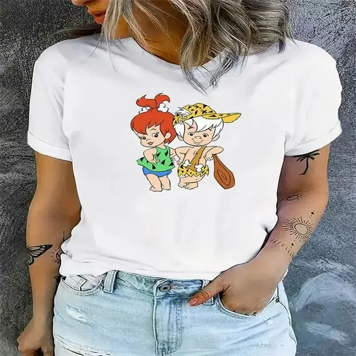 Casual Women's T-Shirt Cartoon Wild Man Graphic Round Neck 100% Pure Cotton Short Sleeves SHEIN USA01232