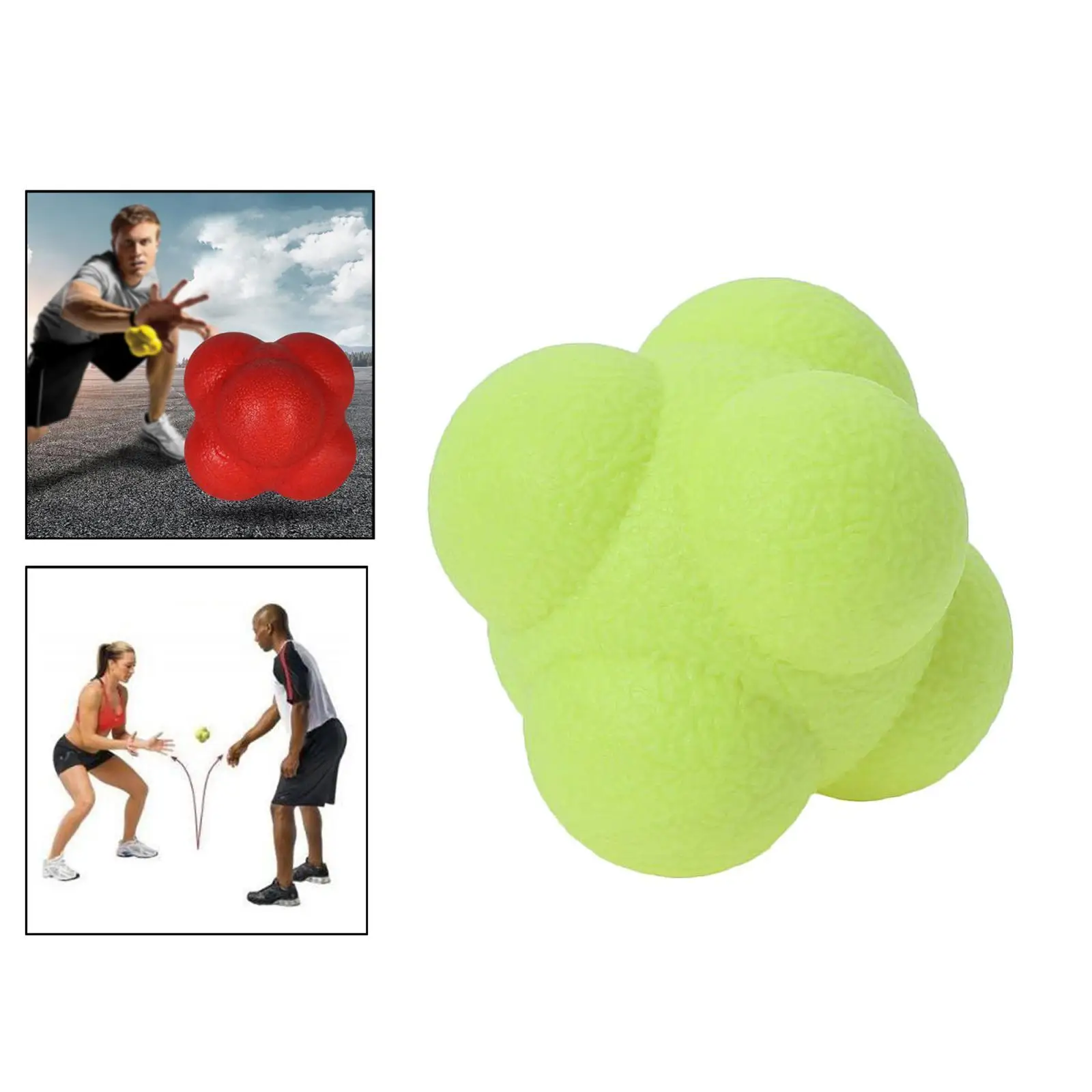 6xCoordination Reflex Agility Hexagon Tennis Fitness Reaction Ball Yellow