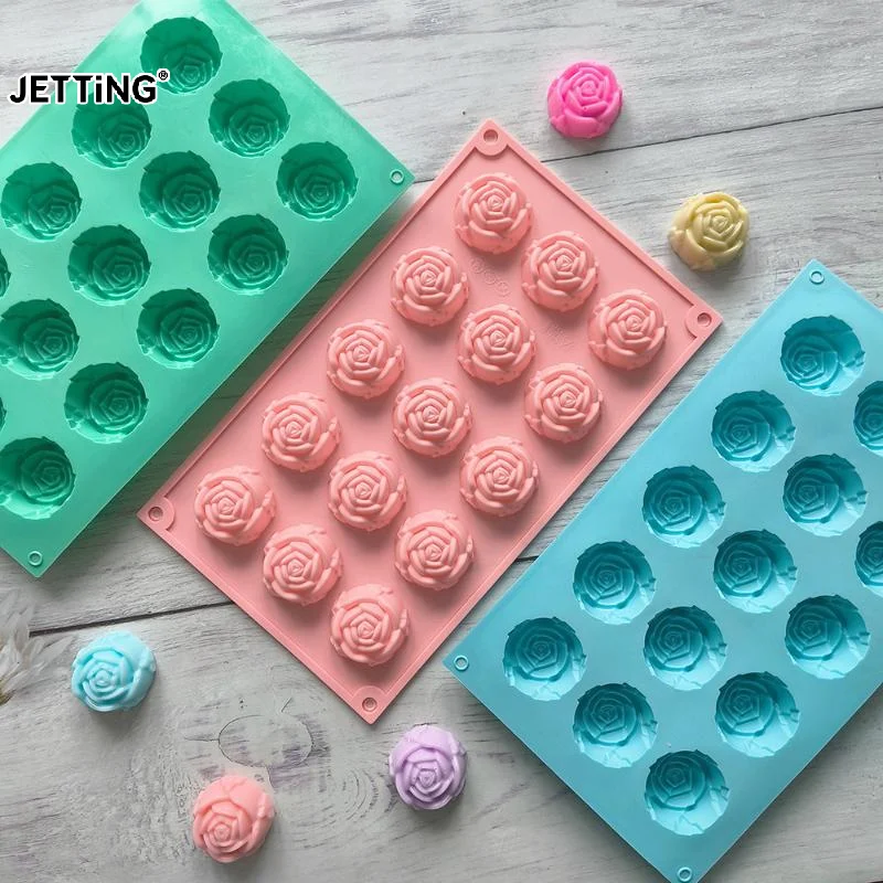 15 Cavity Rose Mold Silicone Chocolate Candy Mold DIY Dessert Pudding Cake Decoration Mould Rose Shape Ice Cube Making Tools