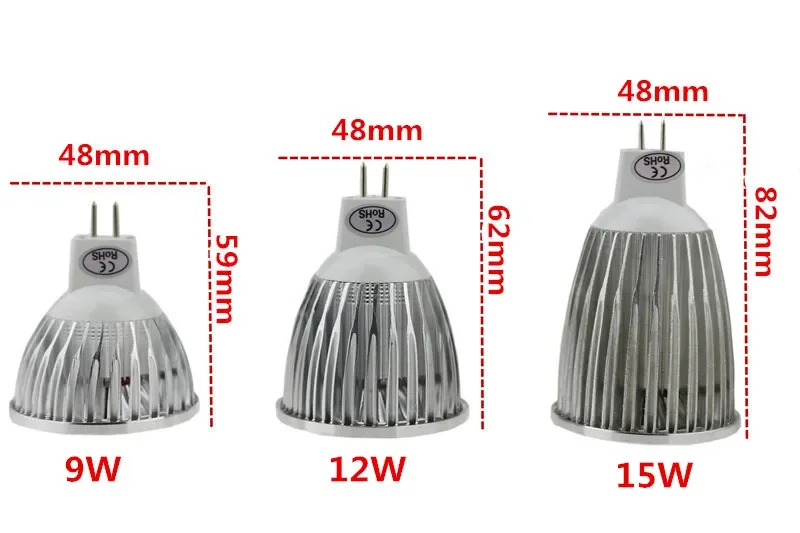 Yeni yüksek güç LED lamba MR16 GU5.3 şok 9W 12W 15W kısılabilir darbe spot sıcak soğuk beyaz MR 16 12V lamba GU 5.3 220V