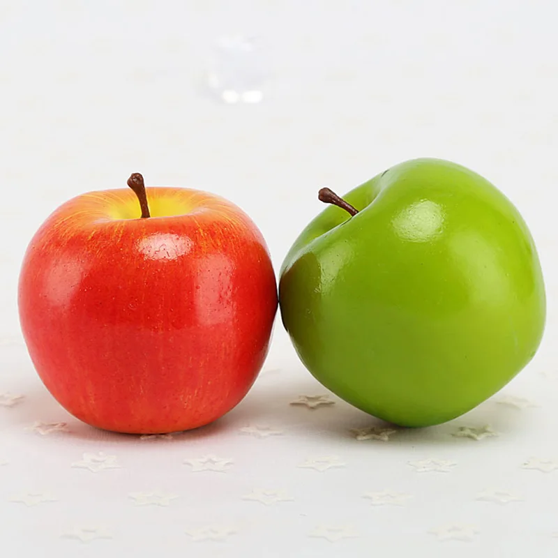 Manzana Artificial de Simulación, Fruta Verde y Roja, Adorno de Comida Falsa para Escaparates, Decoración del Hogar, Accesorios de Fotografía, Espuma