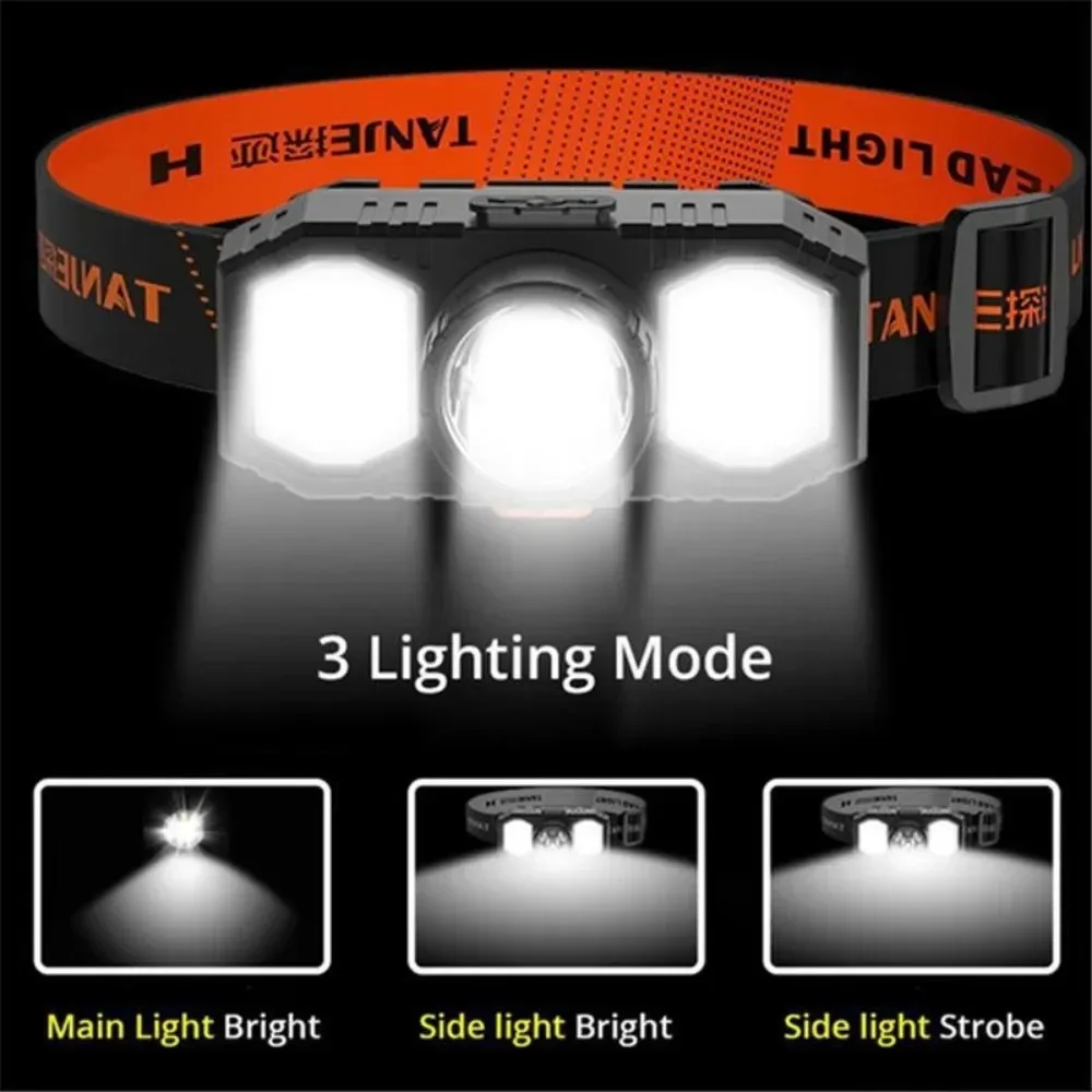 Portable USB Rechargeable IP65 Waterproof 3 Modes Powerful Headlamp LED Fishing Headlight Head-mounted Lamp for Outdoor Camping view 5
