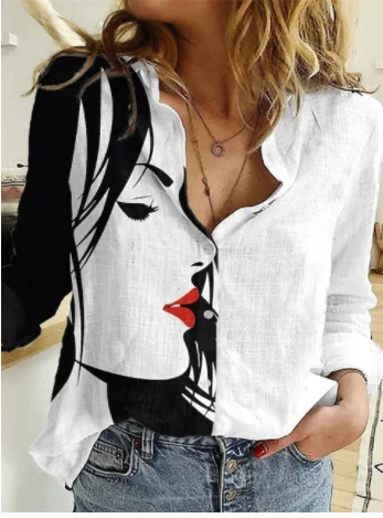 Ladies Elegant Loose Fitting Shirt, Casual Long Sleeved Weekend Shirt, Elegant And Fashionable Top Shirts & Blouses Camisas