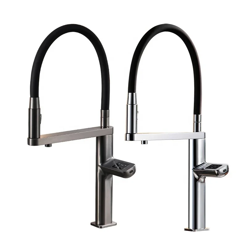 Home Bar Drinking Watering Purifier Mixer Counter Cabinet Bowl Water Tap Hot Cold LED  Temperature Digital Kitchen Faucet