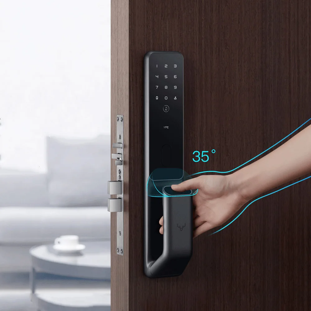 Imagem -04 - Pro Smart Door Lock Versão Global Modelo Push-pull Desbloqueio de Senha de Impressão Digital Detectar Alarme Trabalhar com Mijia App Lockin-s30