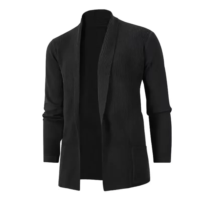New  Men's Knitted Sweaters Cardigan Casual Solid  Knitwear Cardigan Fashion Long Sleeve Lapel Sweater Coats for Men