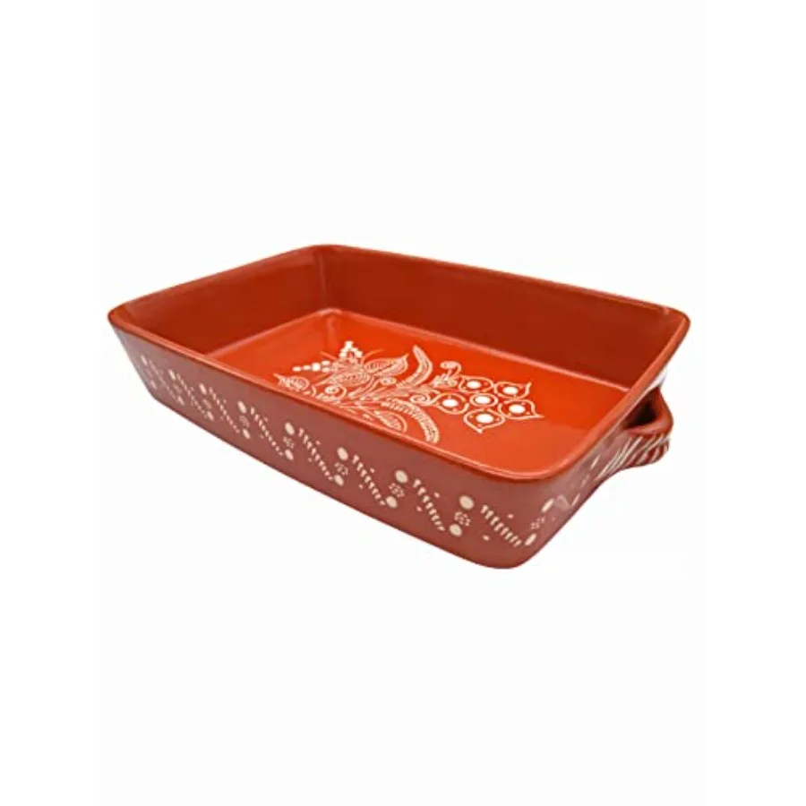 

Португальская керамика, терракотовая прямоугольная глиняная форма для выпечки для запеканки в духовке, сделанная в Португалии